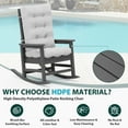 thumbnail image 5 of KINGYES HDPE Oversize Outdoor Rocking Chair with Thick Cushion, Porch Rocker Chair, Gray Chair with Grey Cushion, 5 of 7