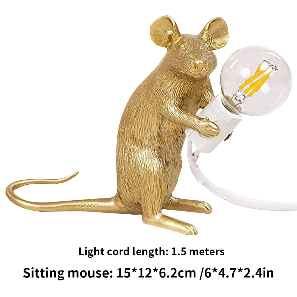 Mouse Lamp Gold Foot with Black Wire Step Brand Seletti 