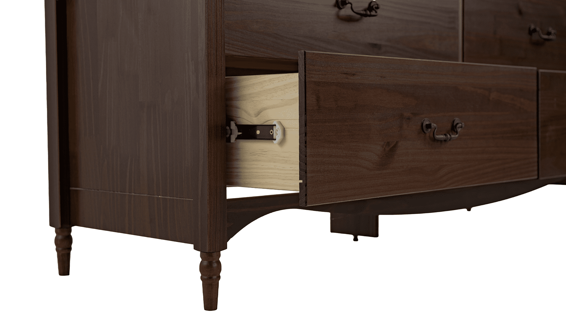 Brixton Solid Wood 6 Drawers Dresser Walnut - for Adults and Teens