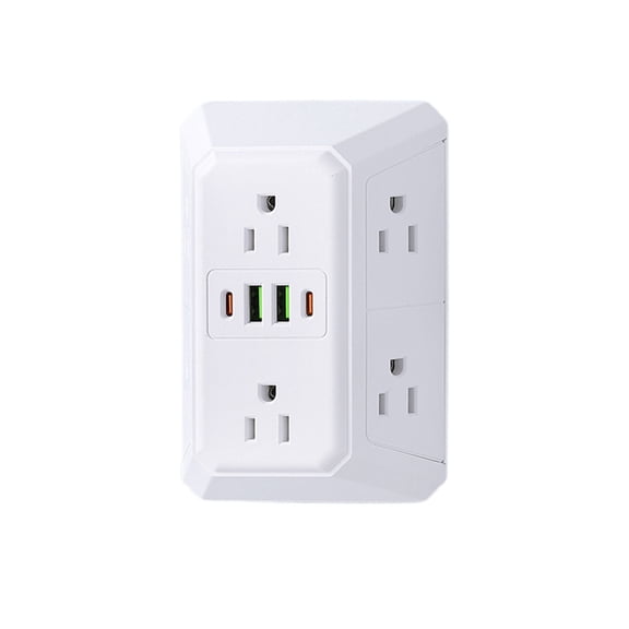 Surge Protector Outlet Extender, 6 Outlets 4 USB Charger (2 USB-A 2 USB-C), 1800J Multi Plug Power Strip for Home Office Dorm.(White 1pcs)