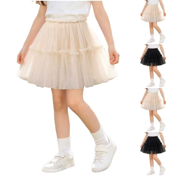 Paiwinds Girls Tiered Tutu Skirt Elastic Waist Mini Skirt Casual Flowy Layered A-Line Outfit for Kids Summer