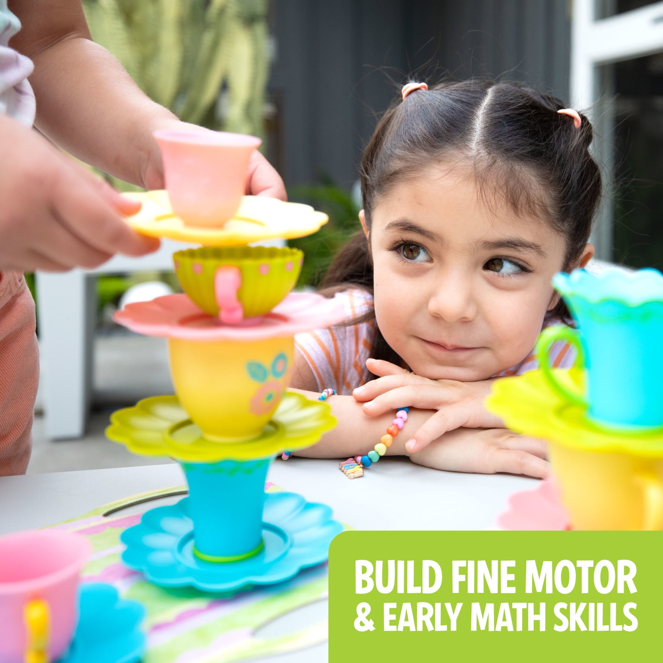 Educational Insights Teacup Pile-Up! Relay Race Preschool Game for 2-4 Players, Ages 4+