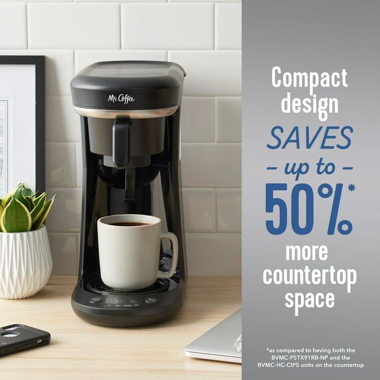 Mr. Coffee - Space-Saving Combo 10-Cup Coffee Maker and Pod Single
