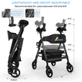 thumbnail image 2 of Heavy Duty Upright Walker, Rollator Walkers for Seniors, Foldable Stand Up Rolling Walker with Seat, Adjustable Padded Seat and Handle, Aluminum, All-Terrain Wheels, 450 Lb. Weight Capacity, Blue, 2 of 8