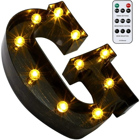 Golden Black Alphabet Light Up Letter Number Symbol Lights Led Vintage Style Decorative Heart Shaped Lamp With Wireless Remote Control Switch For Wedding Birthday Party Family Bar Decor Letter G Walmart