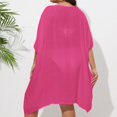 thumbnail image 7 of Beach Cover Ups for Women Top - Soft Crochet Knit Batwing Sleeve Boho Dresses Hollow Out Summer Swimwear Cover Up Hot Pink, One Size, 7 of 7