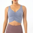 thumbnail image 4 of vigerkar Womens U Back Sports Bra - Wireless Padded Ruched V Neck Workout Gym Yoga Crop Top (Blue, S), 4 of 6