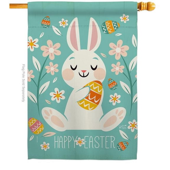 Angeleno Heritage H137345-BO Cheerful Easter Bunny Springtime Double-Sided Garden Decorative House Flag, Multi Color