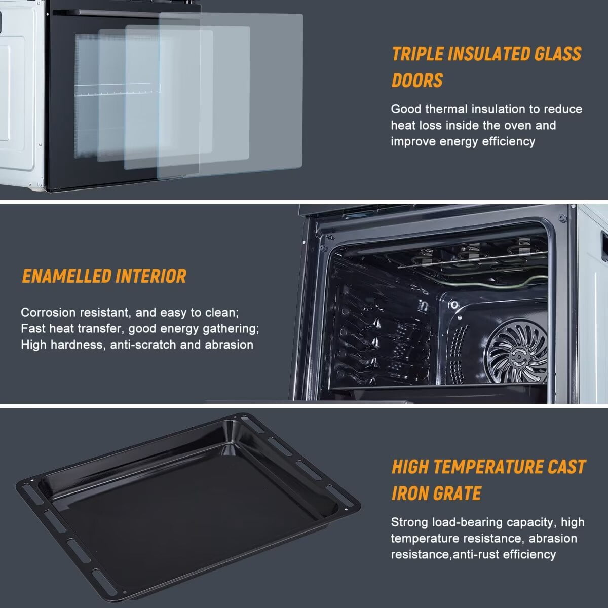 Single Wall Oven 24", Built-in Electric Ovens with Steam & Grill & Air Frying Mode, 2.5Cu.ft Convection Built-in Oven, Colorful Touch Screen, Stainless Steel