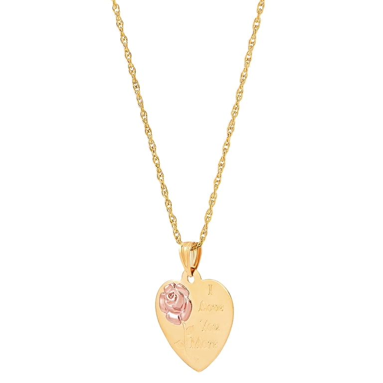 Brilliance Fine Jewelry 10K Yellow and Pink Gold Flower Heart Disk