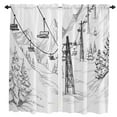thumbnail image 2 of White Snow Cable Car Ski Mountain Sketch Window Curtains for Living Room the Bedroom Home Interior Kids Room Decor Drapes, 2 of 7
