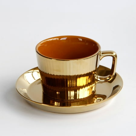 

Livesture Plating Ceramic Coffee Cup With Saucer Set Coffee 250ml