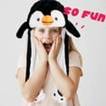 thumbnail image 2 of DADHOT Penguin Hat with Ears Moving Jumping Pop Up Beating Hat Plush Holiday Cosplay Dress Up Funny Gift for Kids Boys Girls, Black, 22'', 2 of 6