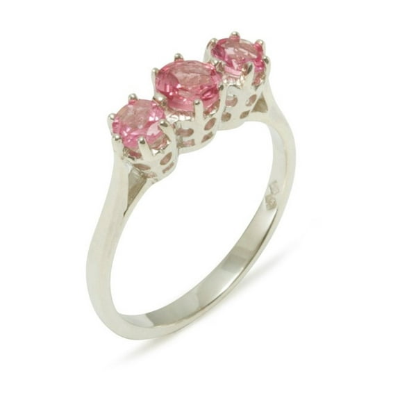 LBG 925 Sterling Silver Natural Pink Tourmaline Womens Anniversary Ring - Size 10