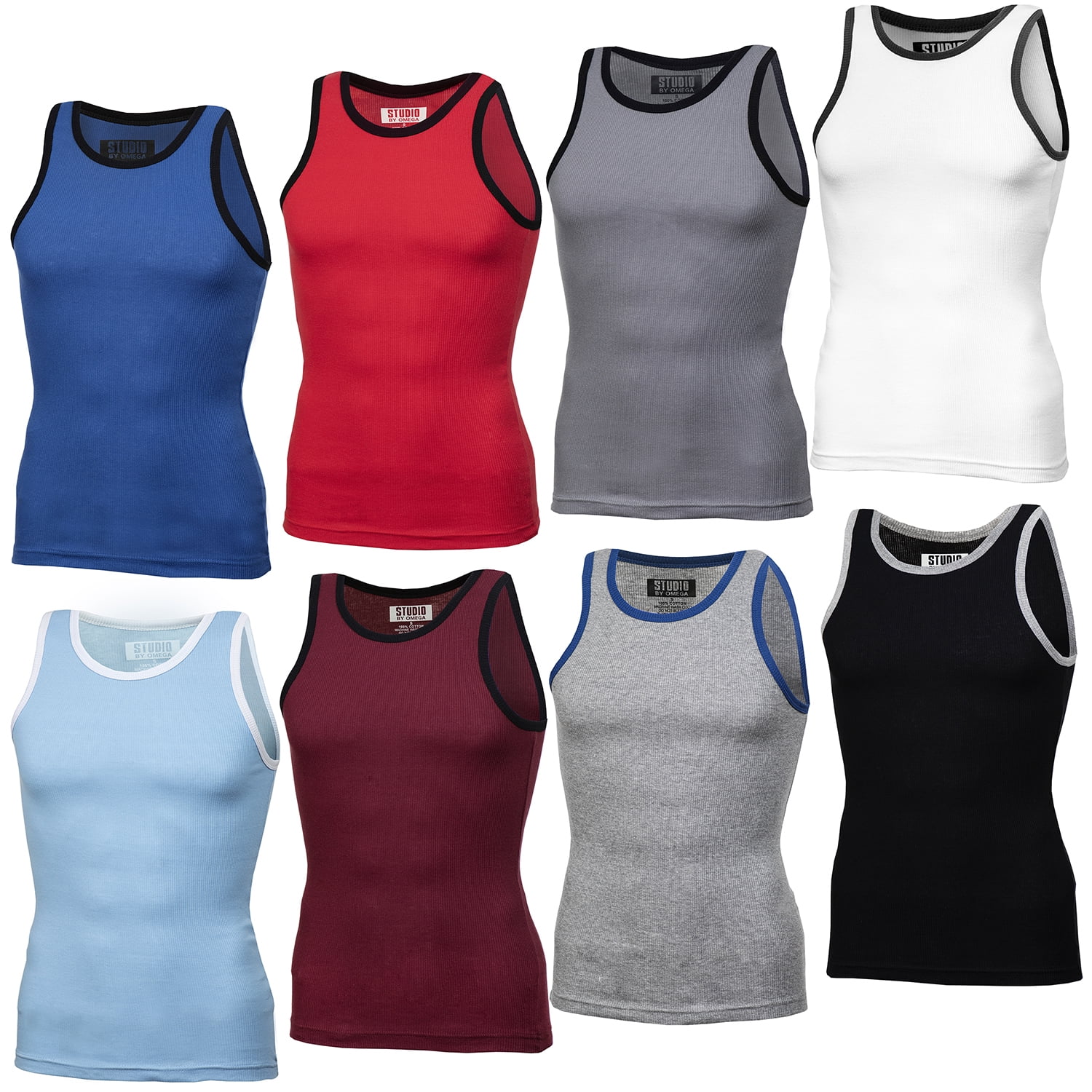 36 Pack Men's Two Tone Basic Tank Top Active Tee TriBlend Cotton