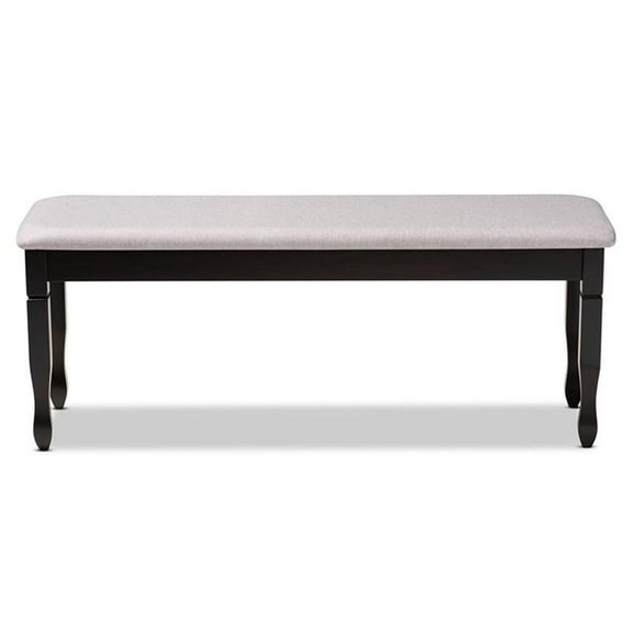 Bowery Hill Modern Grey Upholstered and Brown Finished Wood Dining Bench