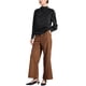 thumbnail image 2 of Blusa de satén para mujer Inspire Chic con cuello alto, mangas abullonadas y pliegues, color negro, 2 of 6