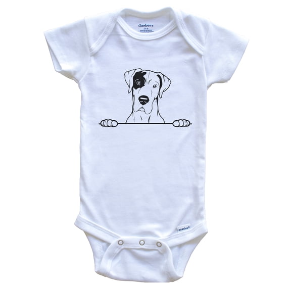 Great Dane Dog Breed Drawing Cute Baby Bodysuit, 0-3 months white