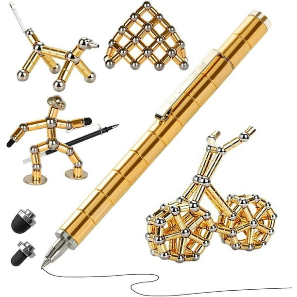 Bolígrafo magnético Fidget Pen - Juguete antiestrés con bolas magnéticas, bolígrafo magnético de metal para escribir y aliviar la ansiedad, bloques de construcción magnéticos - Regalo para un amigo