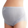 thumbnail image 2 of Baywell Women's Maternity Solid Ribbed Knit Stretch Briefs High Waist Panty Underpants Gray M-3XL, 2 of 8