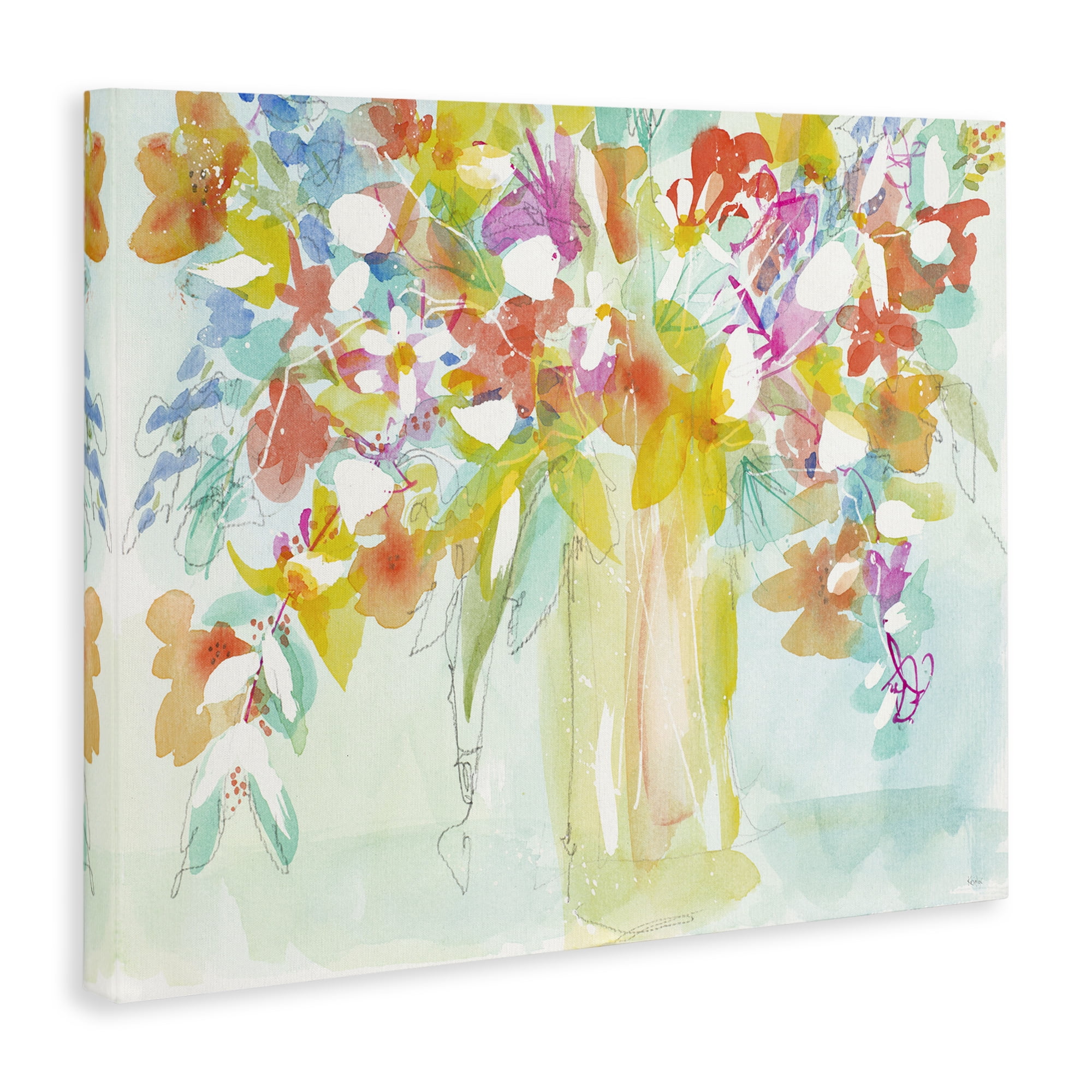 Stupell Industries Bold Eclectic Bouquet Botanical & Floral Painting Gallery Wrapped Canvas Art Print Wall Art, 40 x 30