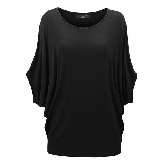 Made by Johnny Women's Scoop Neck Half Sleeve Batwing Dolman Top XXXL BLACK