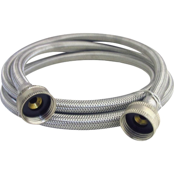 Lasco Fittings Washing Machine Hose - 3/4 In. FHT x 3/4 In. FHT, 4 Ft., Braided Stainless Steel