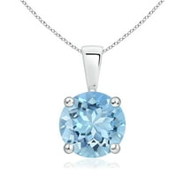 ANGARA Natural Classic Round 1.6 ct Aquamarine Solitaire Pendant in 925 Sterling Silver for Women (Size-8mm) | March Birthstone, Anniversary, Jewelry Gift for Women | Natural Aquamarine Necklace