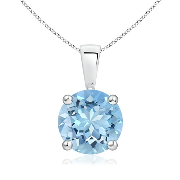 ANGARA Natural Classic Round 1.6 ct Aquamarine Solitaire Pendant in 925 Sterling Silver for Women (Size-8mm) | March Birthstone, Anniversary, Jewelry Gift for Women | Natural Aquamarine Necklace