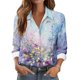 thumbnail image 2 of Camisa Impresa de Manga Larga Casual de las Mujeres con Cuello en V, Blusa con Botones para Uso Diario Y Estilo Callejero, 2 of 6