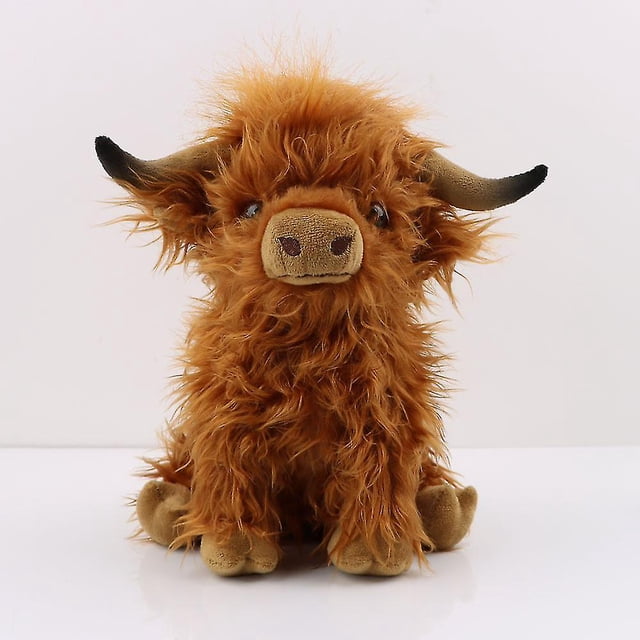 Highland Cow Realistic Soft Cuddly Farm Toy, Eco-friendly Plush, 25cm
