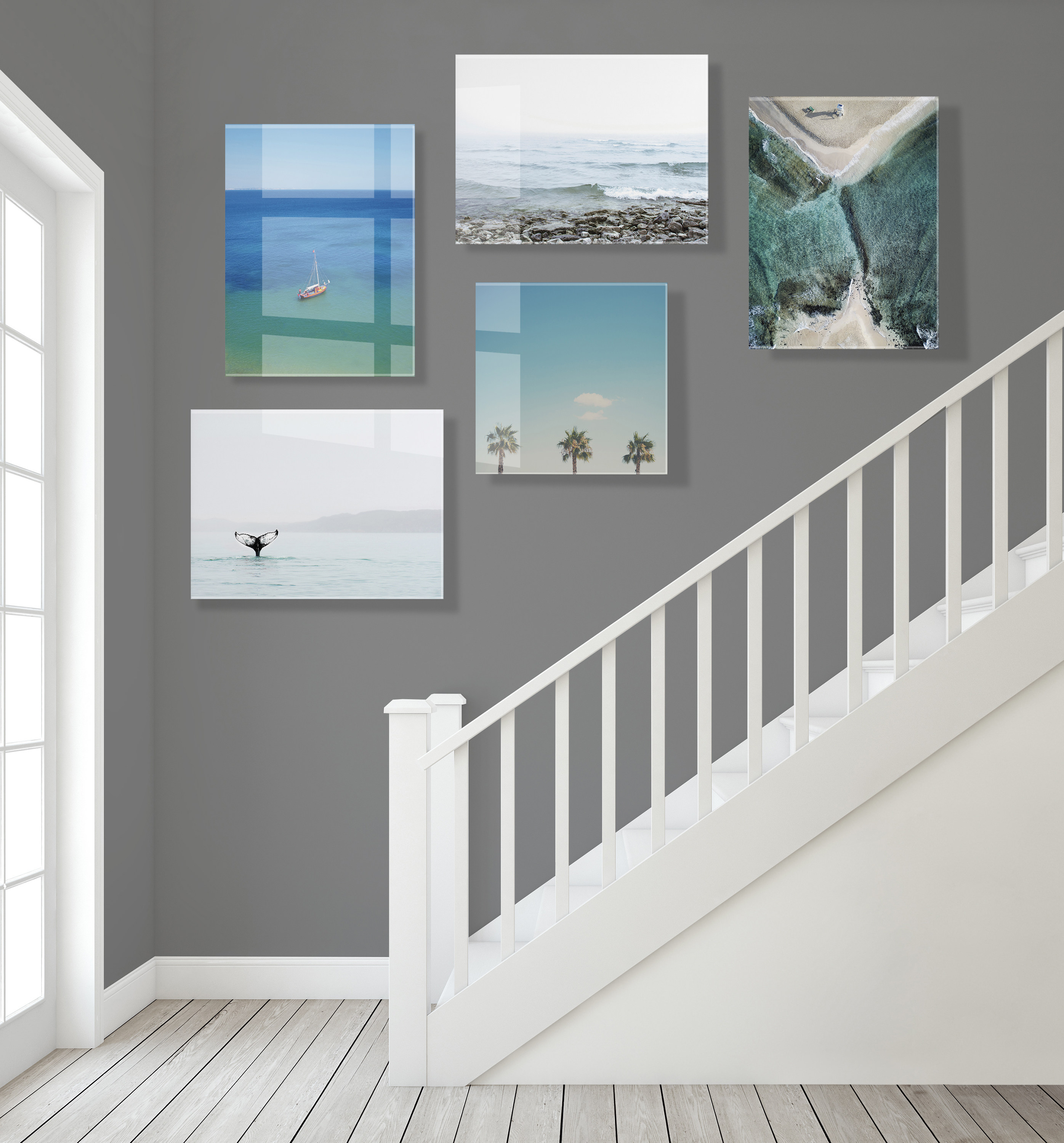 Kate and Laurel x Rachel Dowd Collaboration Poipu Beach Kauai Floating Acrylic Art, 23x31, Decorative Aerial Photography Beach Art for Wall
