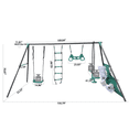 thumbnail image 4 of 6 in 1 Swing Sets for Outside, Backyard Swing Sets for Kids, Segmart 550 lbs Heavy Duty Swing Set with Basket, Swing Glider, Climbing Ladder, Soccer Goals, Monkey Bars and Swing for kids Age 8-12, 4 of 6