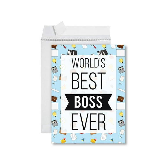 Koyal Wholesale Funny National Boss's Day Jumbo Card, World's Best Boss Ever Blank Greeting Card with Envelope, 1-Pack