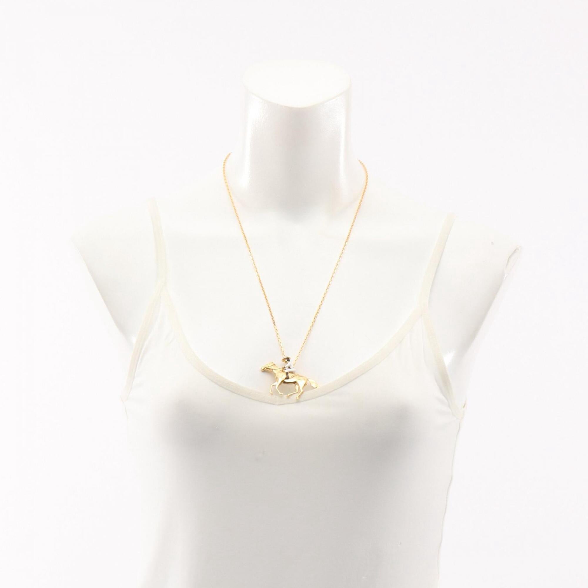 Pre-Owned Chanel Coco Mark Equestrian Necklace Jewelry GP (Gold Plated) Women's Gold, White,...