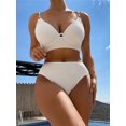 thumbnail image 3 of Bikini de un hombro para mujer, traje de baño pequeño con realce, cintura alta, diseño Floral, Rosa 3D, color negro, 2024, 3 of 5