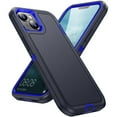 thumbnail image 2 of JTCASES for iPhone 14 Case, Shockproof Anti-drop PC Frame Anti-slip Strip Silicone Back Shell Rugged Anti-scratch for iPhone 14 (6.1" 2022) - Black+Blue, 2 of 8