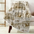 Western Cowboy Throw Blanket, Brown Fleece Blanket American Southwest Desert Weighted Throw