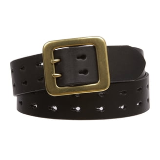 Vintage Studded Leather Belt with Interchangeable Buckle, 1.5\