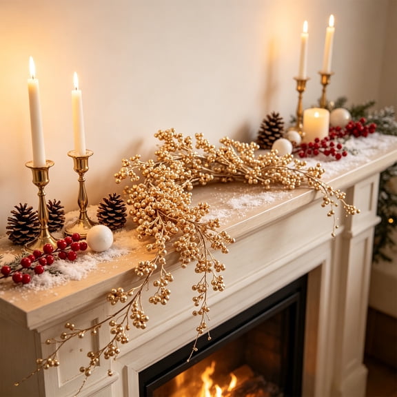 WDOBM Christmas Decoration, Christmas Artificial Berry Garland Decor, Christmas Garland, Berry Christmas Garland, Lighted Christmas Garland for Mantel Fireplace Front Door