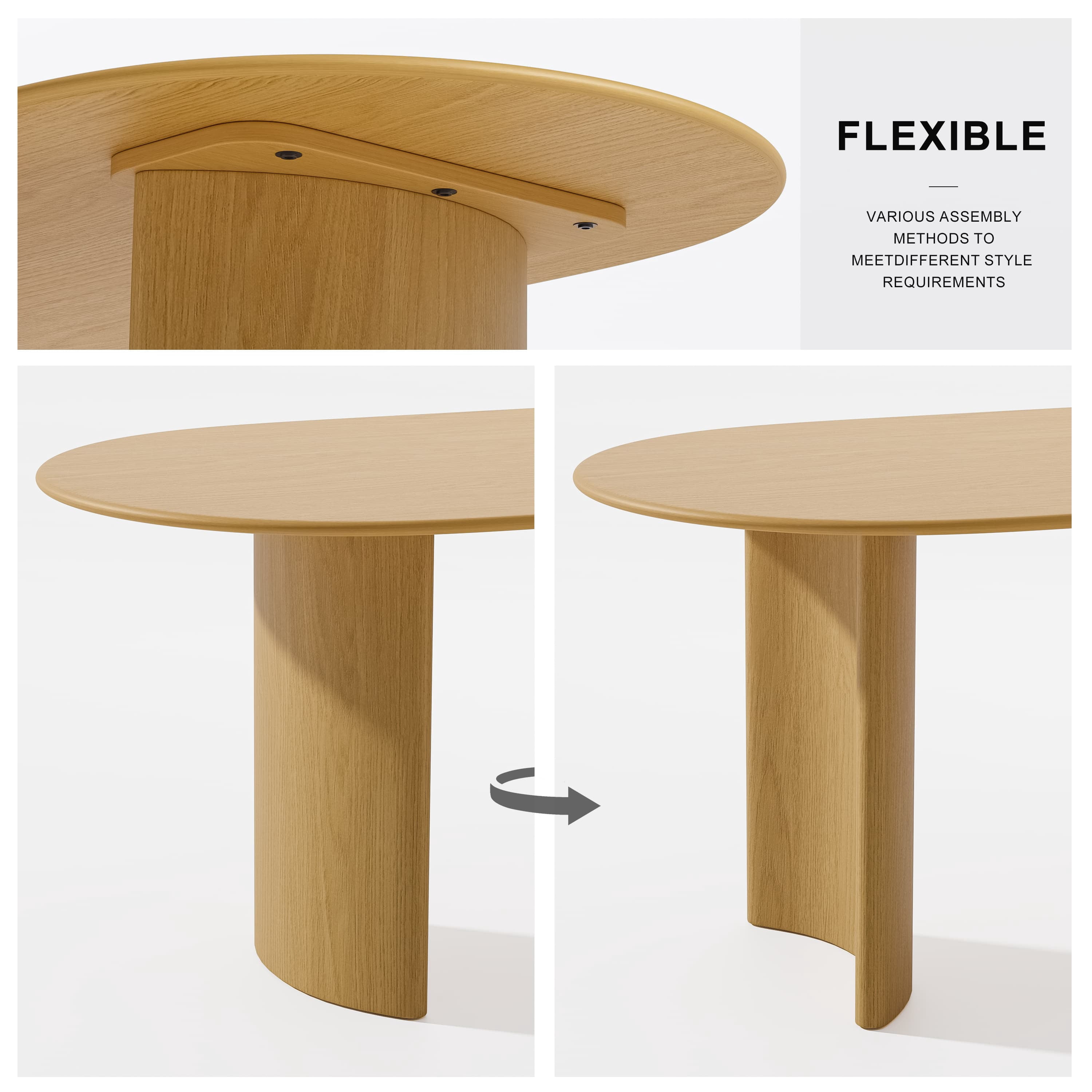 MAYEERTY 31x13 Modern Oval Extendable Dining Table with metal leg,Brown
