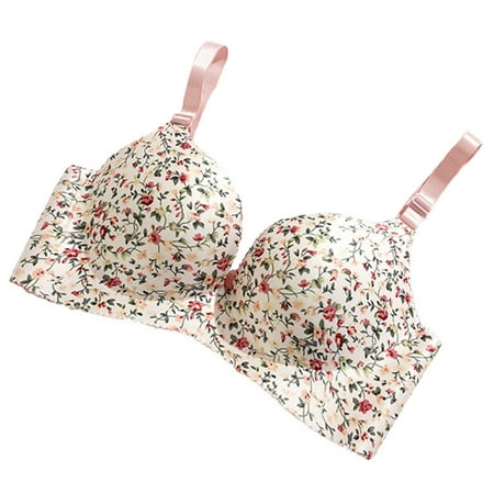 

fanshao Bra Floral Print Seamless Women Push Up Padded Brassiere for Daily Wear