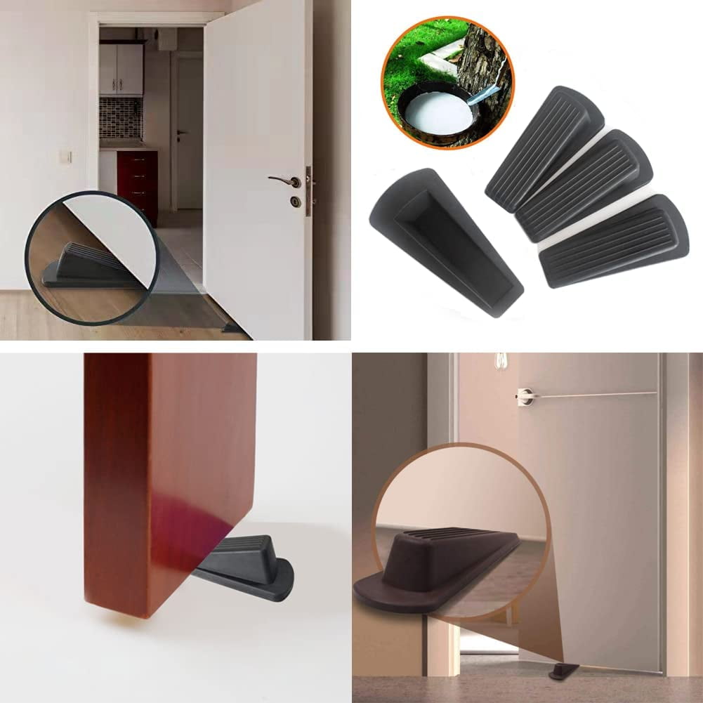 Door Stop, Door Stopper, Door Wedge, 6 Pack Rubber Door Stopper, Rubber Door Stops for Bottom of Door, Works on All Floor Types (Black)