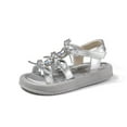 thumbnail image 5 of Viluyesy Girls' Bow Accent Sandals Princess-Style Open-Toe Beach Shoes for Summer, Lightweight Casual Sandals for Toddlers and Kids Silver Size 3.5, 5 of 9