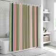 thumbnail image 5 of Colorful Striped Shower Curtain Set - Long 72" x 84" Washable Bathtub Curtain with 12 Hooks, Sage Green Pink White Vertical Lines Waterproof Fabric Stall Shower Curtains for Bathroom/Bathtub Décor, 5 of 6