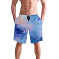 thumbnail image 4 of Dailycode Men's Quick Dry Swim Trunks Beach Shorts Casual Summer Board Shorts with Pockets, Azure Blue Marble, 4 of 8