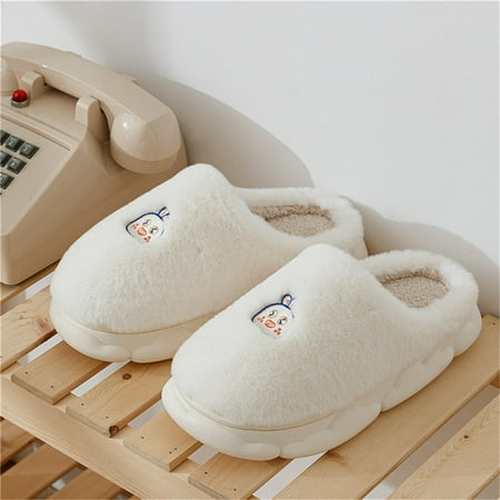 

QWZNDZGR Cute Slipper For Women Girls Fashion Kawaii Fluffy Winter Warm Slippers Woman Men Animal Dog Print House Slippers Funny Shoes