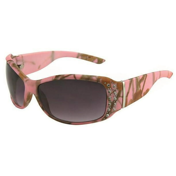 Texcyngoods - Pink Camo Sunglasses with Rhinestones UV400 Polycarbonate ...