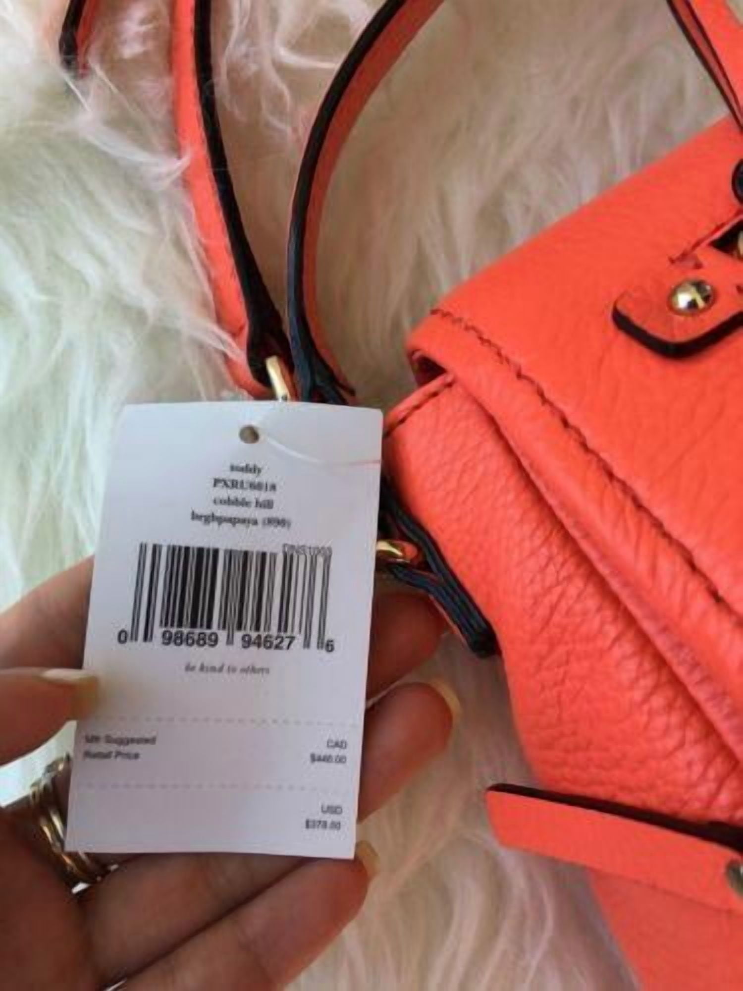 NWT Kate Spade Cobble Hill Toddy Bright Papaya Large Satchel Crossbody $378