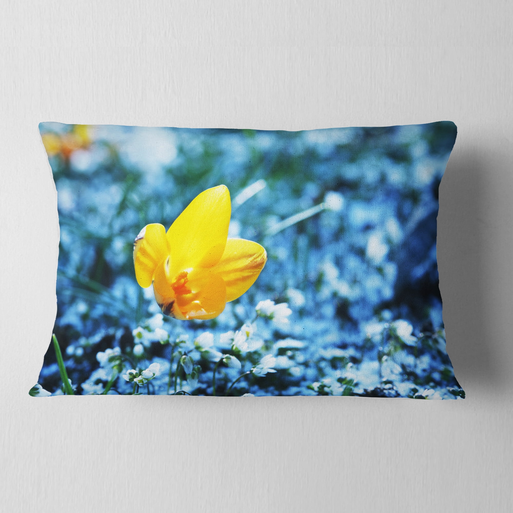 Designart 12" x 20" Yellow Polyester Throw Pillow